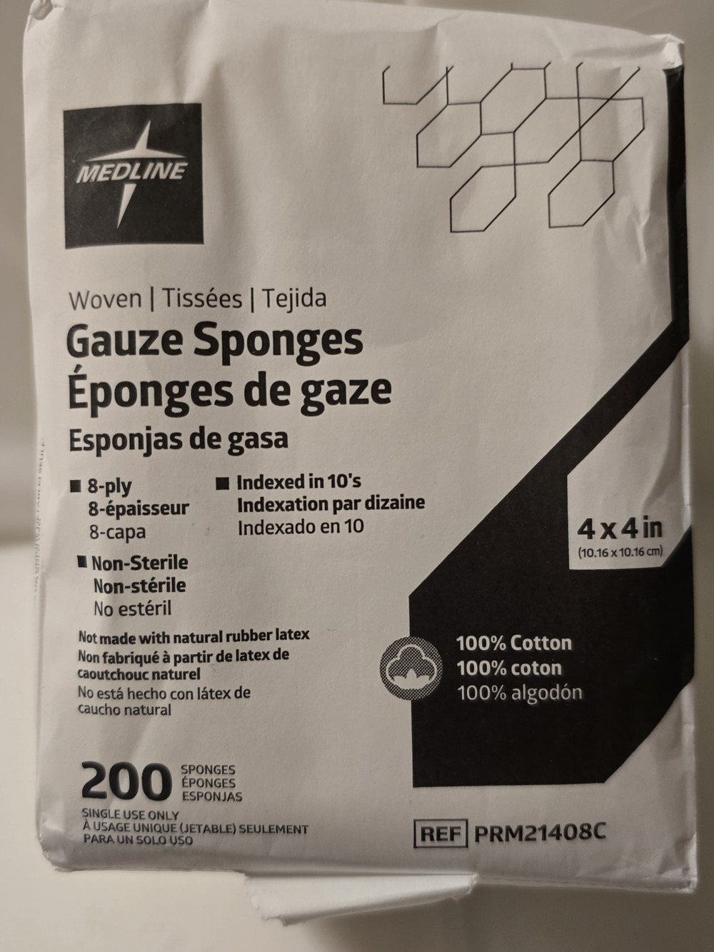 Medline Woven Gauze Sponges – 4" x 4" – 8-Ply – 200 Count